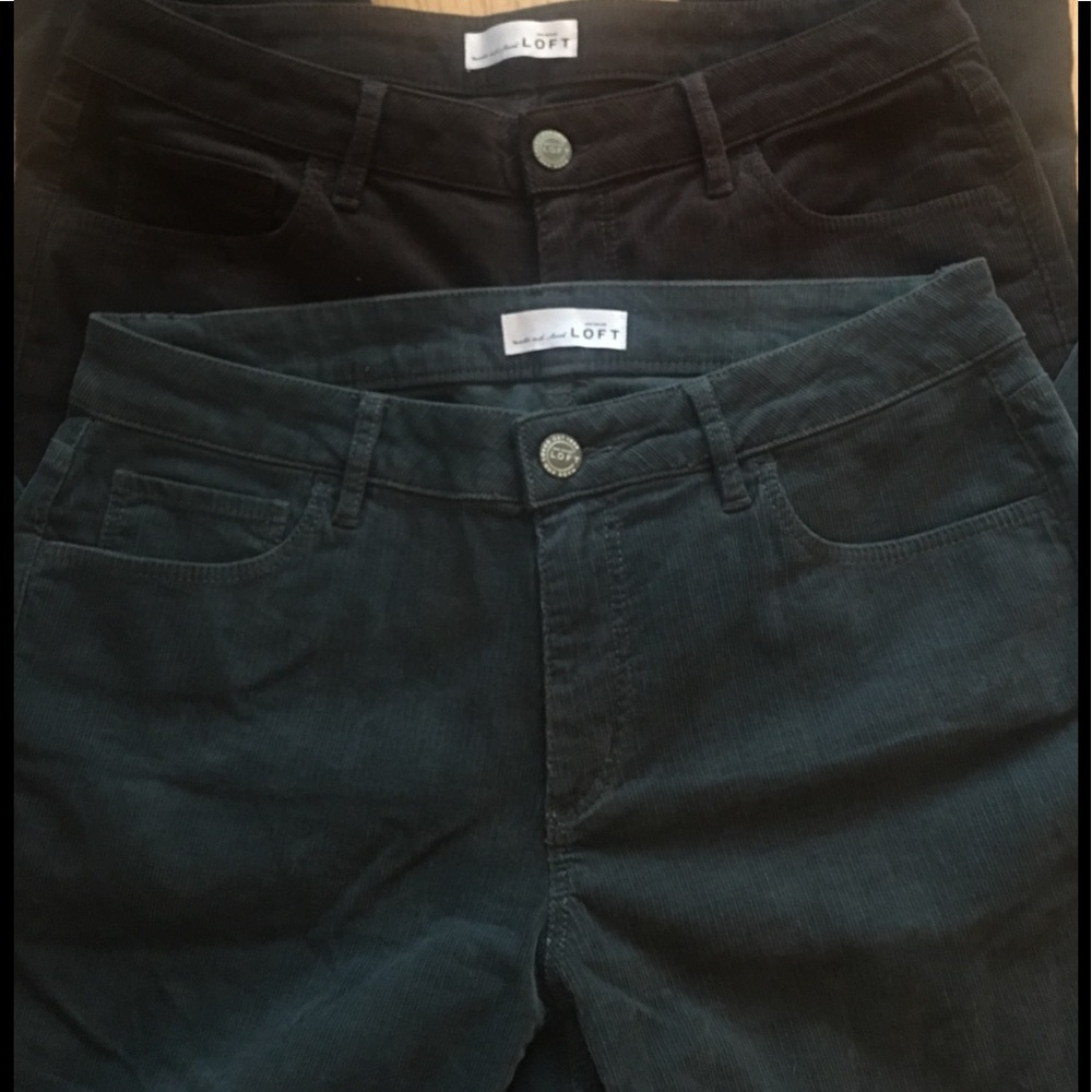 Green Corduroy Pants, Loft, by Ann Taylor